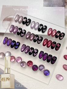 XEIJAYI 9-Color 'Nine Purple Flame' Cat Eye Nail Gel Set - Mystical Purple Hues With Intense Cat Eye Effect, Perfect For Women's Nail Art & Special Occasions, Long-Lasting & Chip-Resistant - Nhiều màu - Xem 3