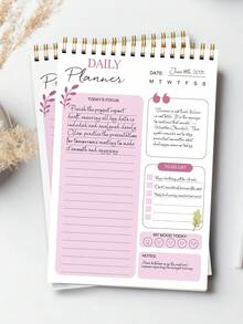 Trees Undated To-Do List Notebook / Daily Planner / Spiral Bound Task List / Schedule Organizer, Improve Efficiency, 8.5" X 5.5", 100gsm Paper - Pink - View 4