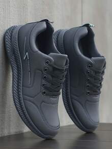 Men's Autumn/Winter 2025 New Sports Shoes, PU Upper, Anti-Slip & Durable, Casual Sneakers, Black, & Versatile, Running Shoes, Soft Sole, Travel Shoes - Black - View 7