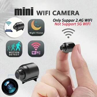 1个WiFi迷你高清摄像头无线录像机，智能家居安防监控，适用于儿童和宠物，小巧便携，USB供电 - 免费监控，父母和宠物主人的家庭安防好帮手