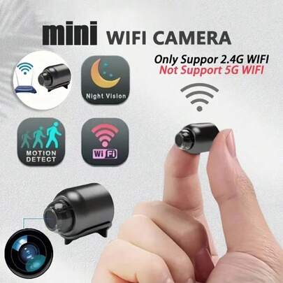 1 Stück Stück WiFi Mini HD Kamera, kabelloser Videorekorder, Sicherheitsüberwachung, Smart Home, geeignet für Haustiere, Mini-Heimsicherheitskamera, Heimsicherheitsmonitor, tragbare Sicherheitskamera, USB-betrieben, keine Batterie enthalten, unterstützt nur 2,4 GHz WLAN, unterstützt kein 5 GHz WLAN - geeignet für Eltern, Haustierbesitzer