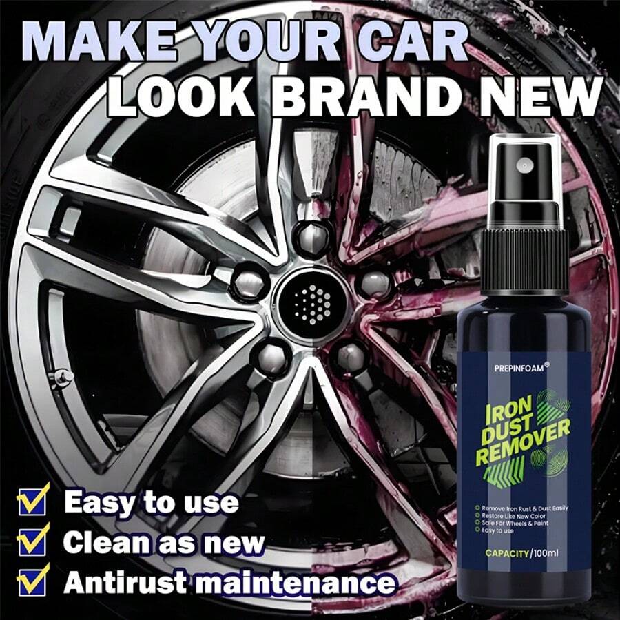 JB-XPCS 车轮清洁喷雾 | 多用途轮毂铁粉去除剂 | 易于使用的扳机式喷嘴 | 适用于所有车型 - 黑色 - 查看 1