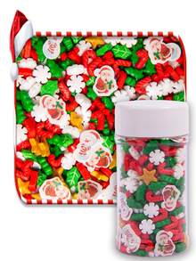 Christmas Sprinkles, Multicolored Pearls For Cake Decorating, Snow Flower Sprinkles For Baking, Pearls Jimmies Mix, Cake Topper Ice Cream Cupcake Cookie Toppings Dessert Decorations, Christmas Winter Party Supplies