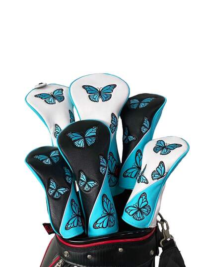 غطاء رأس الغولف الكاواييي للسائق والخشبيات - (طراز فراشة قديم) لعشاق الغولف، غطاء رأس من مادة بي يو عالية الجودة، مصمم ليناسب جميع الخشبيات والسائقين قطعة واحدة