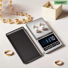 0.01g High Precision Laboratory Grade Jewelry Gold Sensitive Digital Scale, Stainless Steel Anti-Slip Waterproof Smart Electronic Weighing, Mini Portable One-Key Tare/LCD Backlight/Unit Conversion, Suitable For Medication Measurement/Gemstone Identification/Professional Laboratory Weighing Tool - Silver - View 4