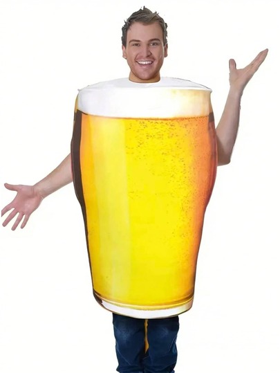 Costume de performance de chope de bière de carnaval d'Halloween, jeu de rôle de cosplay, costume de performance amusant pour adulte masculin