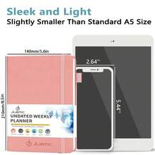 Jubtic Planner Pro Non-Dated Weekly Monthly Agenda Planner - A5 Appointment Book - Pink - View 2