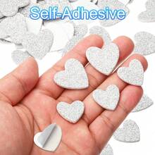 Foam Stickers, EVA Self Adhesive Glitters Foam Shape Sticker Craft Supplies For Scrapbook Card DIY Making Home Decor - 銀色心型款300Pcs - 查看 4