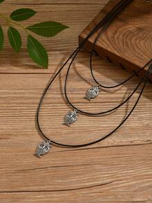 1pc Fashionable Vintage Leaf, Tree Of Life, Starfish, Owl Multilayer Necklace For Women, Suitable For Daily Wear