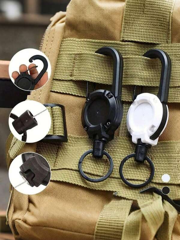 Einziehbarer Schlüsselanhänger, robuster Outdoor-Schlüsselanhänger, langanhaltend, multifunktionales, teleskopisches Schnallenzubehör für den Outdoor-Bereich mit sicherer Verbindung, stabilem Drahtseil-Gurt, Diebstahlschutz-Design, geeignet für Angeln, Wandern, Camping und andere Outdoor-Aktivitäten