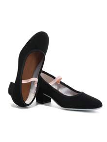 帆布弹力带鞋、教师鞋、舞蹈鞋、练习及演出舞蹈鞋 - 黑色 - 查看 9