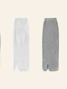 1/2/3 Pairs Women Toe Separator Knee High Solid Color Black/White/Gray Socks - Multicolor - View 14