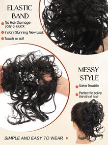 凌乱发髻发片波浪卷发合成发髻松紧带发髻假发圈马尾辫接发女款 - 彩色 - 查看 4