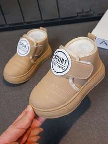 1 Pair Kids Winter Plush Hook And Loop Cute Stylish Non-Slip Snow Boots For Boys & Girls