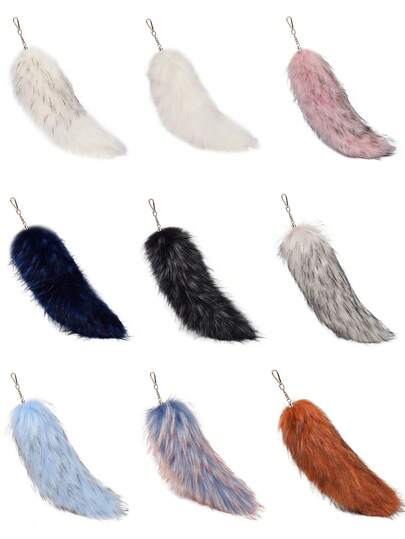 1 件毛茸茸的狐狸尾巴包饰物，多色毛绒尾巴包吊坠，可爱动物钥匙扣饰物，装饰性毛茸茸的狐狸尾巴钥匙扣，万圣节超大毛皮挂件配饰（尾巴颜色可能略有不同，钥匙扣随机）