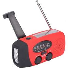 Emergency Weather Radio, 1000mAh Portable Solar Hand Crank Emergency Radio With LED Flashlight, SOS Alarm And Compass, Solar/USB Charger, Waterproof Hand Crank Radio For Outdoor Emergencies - 紅色 - 查看 4