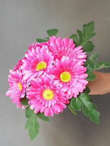 1束12头仿真菊花和向日葵，桌面装饰，摄影道具，花束