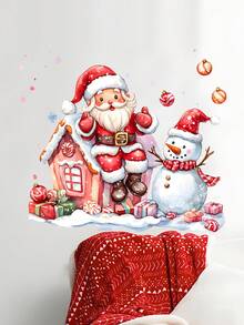 1 pieza Adorno rústico de gnomo y muñeco de nieve de Navidad de PVC y vidrio, calcomanía autoadhesiva extraíble para ventanas de DIY para decorar el hogar, la cocina, la sala de estar, el dormitorio, el estudio, el baño, decoración festiva navideña