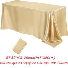 1件优雅香槟色桌布，圣诞桌布，长方形桌布，适用于婚礼装饰，可水洗重复使用，高品质涤纶缎面质感，适合圣诞节、婚礼、生日、餐厅、家庭聚会、户外派对桌布、餐桌装饰和派对桌布