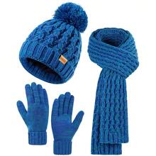 REDESS Women's Cold Weather Beanie Scarf Gloves Set - Thick Knit, Fleece Lined, Touchscreen Compatible, Pom Pom Beanie - RE Adult Pineapple Hat 3-piece Set - View 17