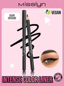 Misslyn Highly Pigmented Dual-Use Cream Eyeliner Pencil, Smudge-Proof, Cruelty-Free, Smooth & Long-Lasting, Ideal For Y2K, Party, Beach, Travel, Holiday, Camping, Gifts, Rose Fashion, New Year, Valentine's Day, Vegan - 50 Dip Black - View 2