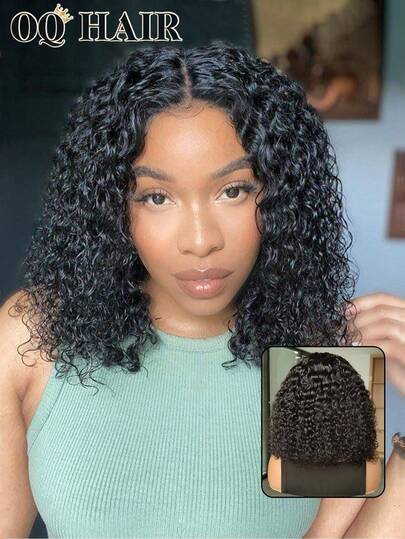 OQ Hair Unprocessed Soft And Healthy Hair Water Wave Bob Lace Closure Wig 7x5 HD Lace Wigs 10-14 Inch 180% Density Pre-Cut & Pre-Plucked Hairline Bleached Knots Wig Brazilian Human Virgin Hair Natural Black Looking Stylish For Women Sport Vacation Travel Festival Outdoor Cosplay Campus Beach Holiday Outfits Vacay Vibes Gifts For Women Quick Ship Items