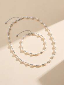 AETOLIA 可调节珍珠项链和手链套装 | 5-6 毫米天然淡水珍珠 | S925 纯银原创设计 | 简约优雅 | 铂金/14K 黄金颜色可选 | 女士婚礼和场合配饰