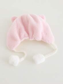 1pc Toddler Plush Ear Ion Hat, Cute Bear/Cat/Rabbit Shape Plush Warm Cap, Baby Boys Girls Autumn Winter Daily Warm Hat