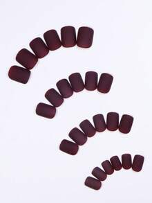 ARTAUG 96片纯色4种不同裸色亮面可佩戴美甲贴纸，可爱Abrazine短方形假指甲，可卸式成品假指甲，按压式美甲贴纸，新年礼物送给女性和女孩的美甲用品 - 彩色 - 查看 3