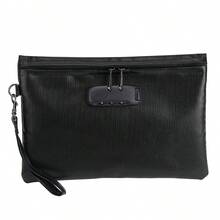Fireproof Document Bag With Lock Fire Resistant Bag For Money Passport Portable Security Pouch Cash Certificates Valuables - Black - View 6