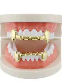 3pcs Goth Unique Hip-Hop Style Gold Copper Plated 18K Gold Vampire Fangs Hollow Star Tooth Jewelry Smooth Finish Halloween Teeth Accessories Perfect For Parties, Music Festivals, And Everyday Wear Gold Jewelry, Halloween Gift Fangs