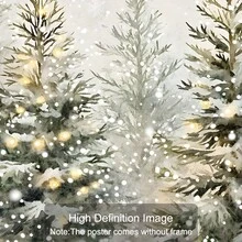 2D Flat, 1pc Snowy Pine Trees Christmas Poster - Minimalist Winter Forest Landscape Canvas Print, Frameless Wall Art Decor For Living Room, Bedroom, Office - Modern Farmhouse Holiday Decoration With Ink On Canvas Painting, Seasonal Home Accent, Textured Artwork