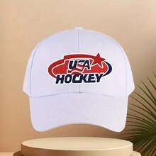 1pc USA Hockey Baseball Cap - Adjustable & Breathable Polyester Dad Hat For Men & Women, Lightweight & Machine Washable, Perfect For Outdoor Activities, Travel, Or Casual Wear,  Patriotic Gift - 白色 - 查看 2