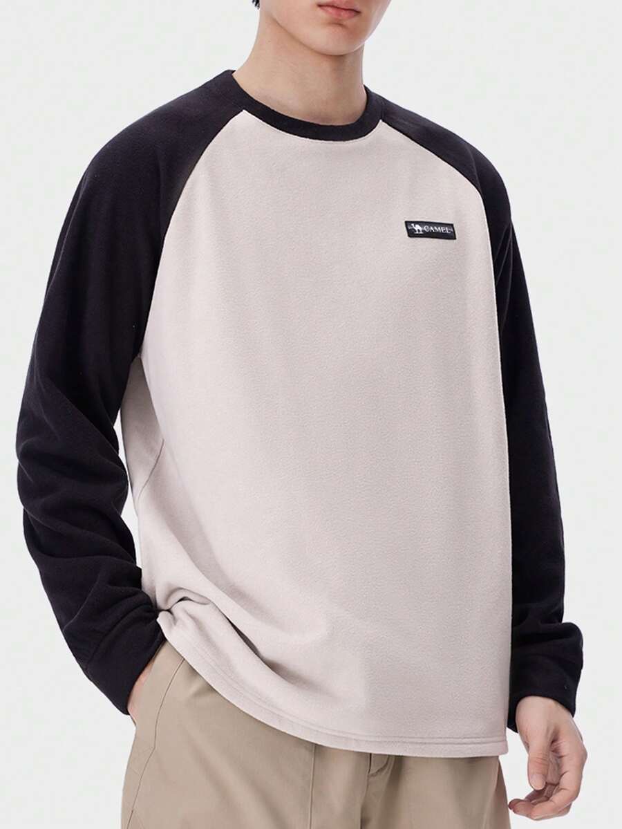 CAMEL CROWN 男士户外抓绒外套，秋季立领极地抓绒套头衫，保暖圆领毛衣外套 - 幻影黑冰晶灰 - 查看 1