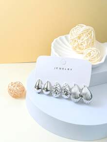 6-12 件/套时尚优雅金色和银色耳环，适合日常佩戴、度假、休闲、派对、情侣 - 金+銀色 - 查看 4