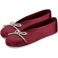 Isotoner Women's Satin Ballerina Slippers With Soft Tie Bow And Suede(MD Chili) - Type1 - View 3