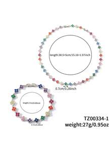Bộ 2 chiếc vòng tay và vòng cổ bằng đồng Cubic Zirconia hình cỏ ba lá, thích hợp làm quà tặng cho phụ nữ, đeo hàng ngày - Cỏ bốn lá - Xem 11