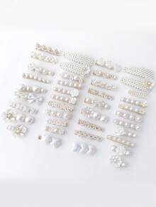 20pcs Flower, Heart, Bow Knot & Pearl Hair Clips, Bangs Clips - Multicolor - View 4