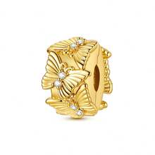 1 件银色闪亮方晶锆石复古金色飞机热气球心形调色板邪眼萤火虫蝴蝶吊坠适合原创手链项链吊坠串珠 DIY 珠宝制作女士女孩日常珠宝配饰 - 金色 - 查看 24