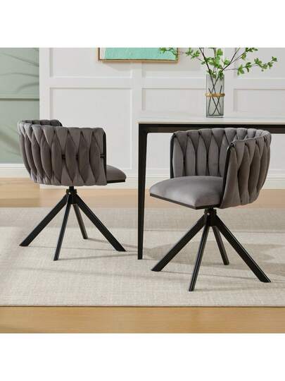 Fluwelen Seats Heavy Metal Frame, 180 Degree Swivel Function, Back, Zachte Luxurious Flexible Between Living Room, Budol Creative Workspace (Set Of 2) view 4