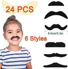 24 Pieces Self Adhesive Mustaches,Novelty Beard,Black Mustache Costume Party Supplies,Halloween,Performance,Masquerade Accessories - 1 - View 4