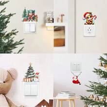 1 szt. Naklejki na przełączniki, prezent z drzewem i bałwanem, zdejmowane naklejki na przełączniki światła, naklejka ścienna do sypialni, do dekoracji domu, wystroju pokoju (4 STYLE)