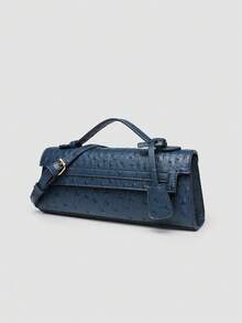 1pc Ostrich Pattern PU Handbag, Multifunctional Shoulder Bag & Crossbody Bag For Women, Suitable For Daily Fashion Matching And Outings, Ideal Choice For Valentine's Day, Comfortable And Fashionable, Stylish Handbag, Personalized Gift Choice, 2025 Accessory, Fashionable Style Suitable For All Occasions, Affordable Luxury Feel, Rebellious Party Bag, Very Suitable For Parties, Weddings, Balls, Dinners/Banquets, Elegant Ladies Bag - 藍色 - 查看 2