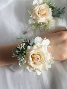 Bộ 2/1 bó hoa hồng Gypsophila cài cổ tay, thích hợp cho chú rể, cô dâu, bố, mẹ, bà, ông đeo trong đám cưới, dạ hội, lễ hội, phụ kiện trang trí ngày Valentine. - Rượu sâm banh - Xem 7