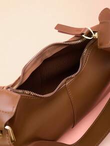 Hatastic 1 Stück Nische Design weiche PU einfarbige Mode minimalistische vielseitige Mini Umhängetasche Unterarmtasche Handtasche für Frauen Weihnachtsgeschenke - Kaffeebraun - Übersicht 6