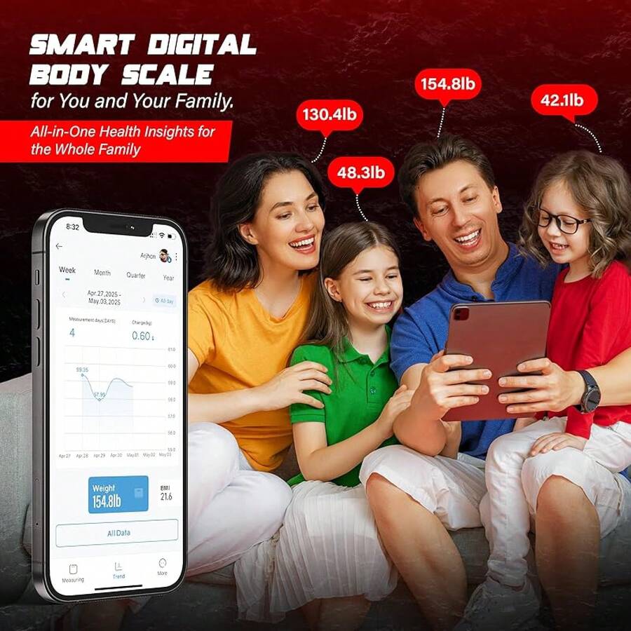 Báscula inteligente Bisonbody EssentiaMetrics – Detecta 20étricas de composición corporal, incluyendo peso, IMC, grasa corporal y muchoás – Se conecta a la aplicación de smartphone – Soporta 8 usuarios – Báscula digital - 20 Métricas de Salud - Ver 1