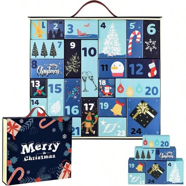 Christmas Advent Calendar 2025 Empty Advent Calendar To Till Yourself 24 Days Christmas Countdown Box Reusable Empty Gifts Boxes Xmas Gifts For Boys Girls Teens Adults