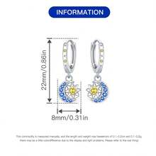 Orstarry 1 Pair Of S925 Hypoallergenic Sterling Silver Hoop Earrings Star, Moon And Sun Motif Earrings Minimalist, Elegant And Graceful Style Ladies' Gift, Birthday Commemorative Item, Valentine's Day Present