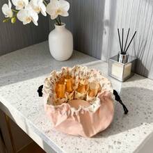 Gucci Bolsa de cosméticos con cordón de satén antiguo, textura sedosa de satén, portátil - Rosa - Ver 5