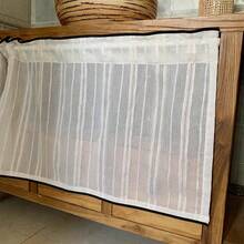 1 件复古日式条纹短窗帘、橱柜帘、半帘、橱柜隔断帘、防尘、无需钻孔 - 彩色 - 查看 5